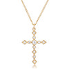 Dainty Art Deco Gold Plated Clear CZ Cross Pendant