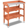 Garden Wooden Potting Bench Work Station with Hook