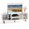 47.5 Inches TV Stand for 55-Inch TV with Compartments and Metal Legs-White