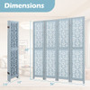 4/6 Panel Wooden Room Divider with Carved Cutout Pattern and Solid Wood Frame-4 Panel