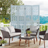 4/6 Panel Wooden Room Divider with Carved Cutout Pattern and Solid Wood Frame-4 Panel