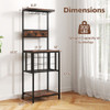Freestanding Wine Rack Floor Wine Bar Cabinet with Glass Racks-Rustic Brown