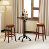 24 Inch Swivel Bar Stool Set of 2 with Upholstered Seat and Rubber Wood Frame-24 inches