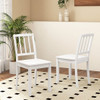 Wood Dining Chair Set of 2 with Rubber Wood Legs-White