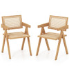 Set of 2 Rattan Accent Chairs with Natural Bamboo Frame-Natural
