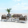 Patio Furniture Aluminum Armchair with Thick Back and Seat Cushion