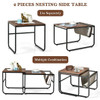 Set of 2 Nesting Coffee Tables with Side Pocket for Living Room Bedroom-Rustic Brown
