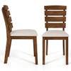 Dining Chair Set of 2 with Slatted High Backrest and Rubber Wood Legs-Brown
