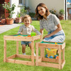 Wooden Sand and Water Tables with Protective Cover for Kids-Natural