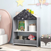 Playhouse Kids Bookshelf with Chalkboard and Whiteboard for 3-6 Years-Gray