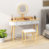 Makeup Vanity Table Set with LED Mirror and 3 Spacious Drawers-White and Black