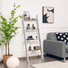 4-Tier Wall Leaning Ladder Shelf Stand-Gray