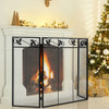 3-Panel Fireplace Screen Decor Cover with Exquisite Pattern