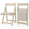 Folding Upholstered Dining Chair Set of 4 with Curved Backrest-Walnut
