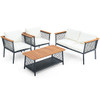 4 Piece Patio Rattan Furniture Set with 2-Tier Coffee Table-White