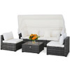 6 Pieces Patio Rattan Furniture Set with Retractable Canopy