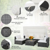 6 Pieces Patio Rattan Furniture Set with Retractable Canopy