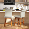 27 Inch Counter Height Bar Chairs with Rubber Wood Legs Set of 2-Beige