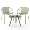 All Weather PP Patio Conversation Set with Round Coffee table and 2 Chairs-Green
