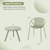 All Weather PP Patio Conversation Set with Round Coffee table and 2 Chairs-Green