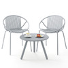 All Weather PP Patio Conversation Set with Round Coffee table and 2 Chairs-Green
