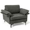 Modern Fabric Accent Armchair with Original Distributed Spring and Armrest Cushions-Gray