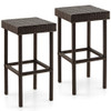2 Pieces Patio Rattan Wicker Bar Stool Chairs-Brown