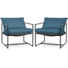 2 Pieces Sling Accent Chair Leisure Chair with Weatherproof Seat Fabric Indoor Outdoor-Navy 2 Pieces Sling Accent Chair Leisure Chair with Weatherproof Seat Fabric Indoor Outdoor-Navy