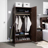 Bedroom Armoire Wardrobe Cabinet Closet with Hanging Rail in Brown Wood Finish Bedroom Armoire Wardrobe Cabinet Closet with Hanging Rail in Brown Wood Finish
