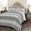 King 3 Piece Scandinavian Style Chevron Black White Reversible Cotton Quilt Set