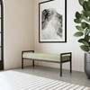 Modern Industrial Bed Bench with Black Metal Frame and Sage Green Velvet Cushion