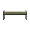 Modern Industrial Bed Bench with Black Metal Frame and Sage Green Velvet Cushion