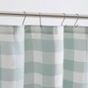 72-inch 100-Percent Cotton Fabric Shower Curtain with Green White Plaid Pattern