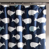 72-inch Navy White Nautical Whales Polyester Shower Curtain