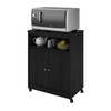 Black Utility Cart / Kitchen Microwave Cart with Casters