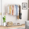 White Modern Garment Rack Clothes Hanging Rod with Lockable Wheels White Modern Garment Rack Clothes Hanging Rod with Lockable Wheels