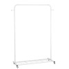 White Modern Garment Rack Clothes Hanging Rod with Lockable Wheels White Modern Garment Rack Clothes Hanging Rod with Lockable Wheels