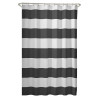 72 x 70 inch Polyester Grey White Nautical Ocean Beach Striped Shower Curtain