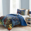 Full/Queen 3 Piece Ocean Navy Blue Clown Fish Coral Reef Reversible Quilt Set Full/Queen 3 Piece Ocean Navy Blue Clown Fish Coral Reef Reversible Quilt Set