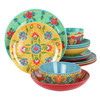 Laurie Gates California Designs Elena Amour 16 Piece Floral Round Melamine Dinnerware Set