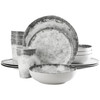 Gibson Elite Organic Decal 16 Piece Melamine Dinnerware Set in Gray