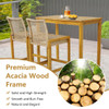 Set of 2 Rattan Patio Wood Barstools Dining Chairs with Backrest-Set of 2