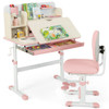 Height Adjustable Children School Home Study Table and Chair Set with Tilted Desktop for 3-12 Years