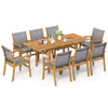 9 Pieces Acacia Wood Patio Dining Set for 6-8