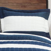 Full/Queen Navy White Stripe 3 Piece Cotton Lightweight Quilt Set