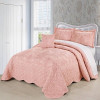 Queen size Dusty Pink Damask Embroidered 4 Piece Oversized Bedspread Set Queen size Dusty Pink Damask Embroidered 4 Piece Oversized Bedspread Set