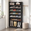 8-Shelf Shoe Rack Storage Cabinet Closet Shelving Unit in Black Wood Finish