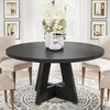 Modern Farmhouse 47-inch Round Kitchen Dining Table in Black Wood Finish Modern Farmhouse 47-inch Round Kitchen Dining Table in Black Wood Finish
