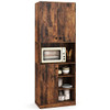 Kitchen Pantry Storage Cabinet with Microwave Stand and Open Shelves-Rustic Brown