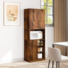 Kitchen Pantry Storage Cabinet with Microwave Stand and Open Shelves-Rustic Brown